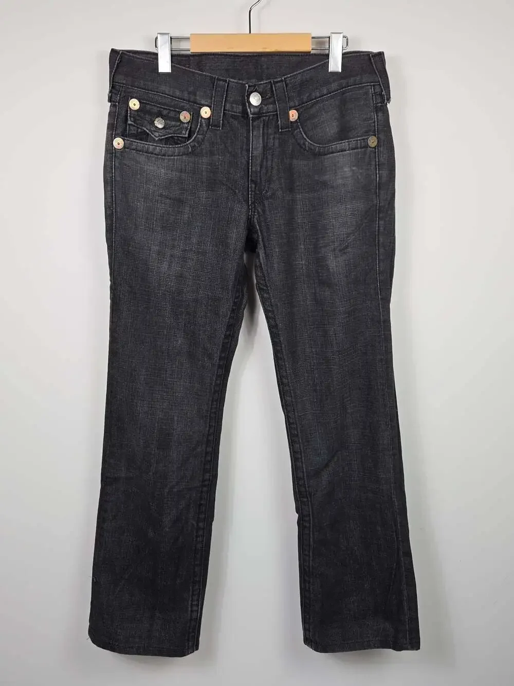 True Religion Billy Black Straight Jeans Made USA Mens 32 Y2K Premium Denim